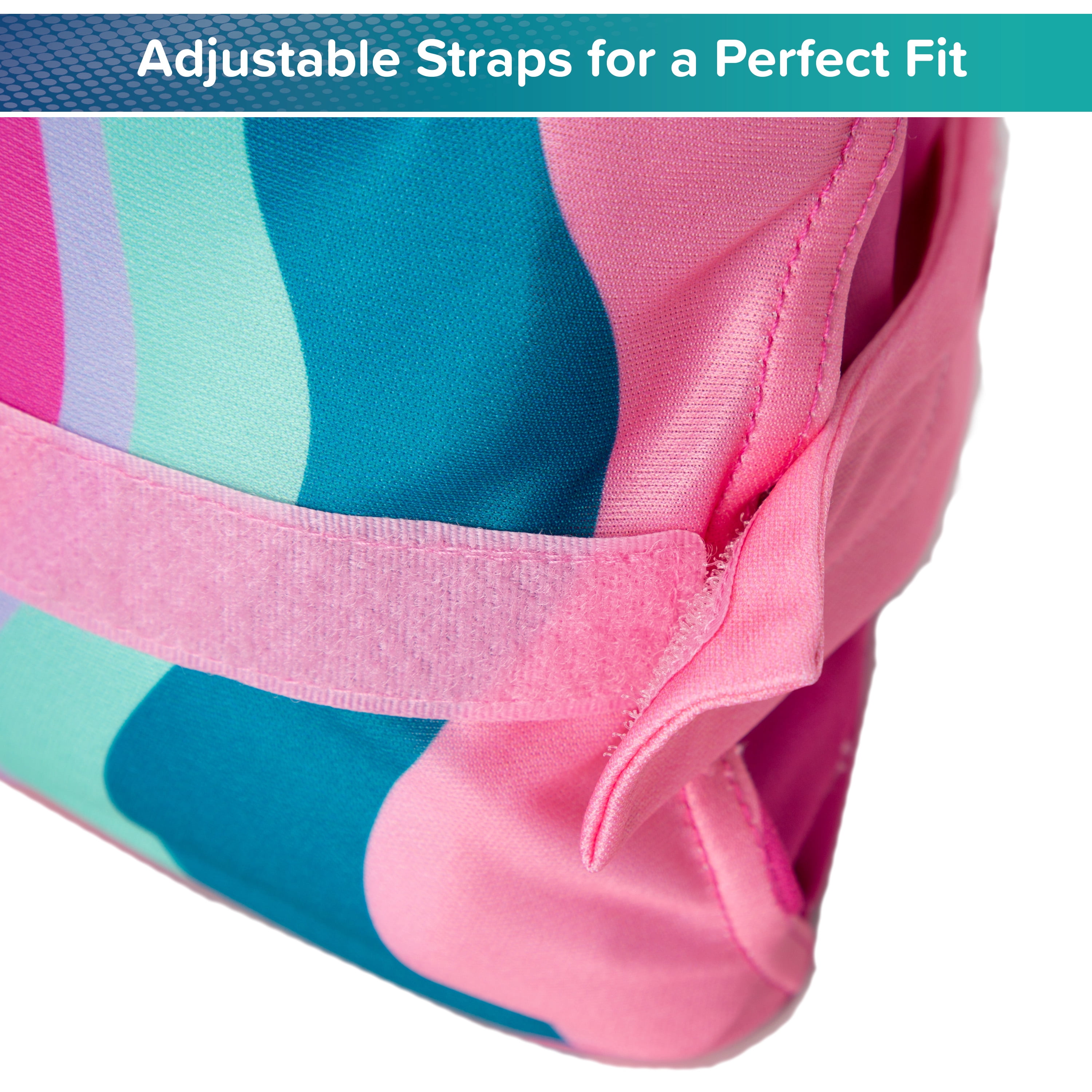 Aqua SwimSchool Adjustable Fabric Arm Pool Floats for Children 50-80 lb, Pink