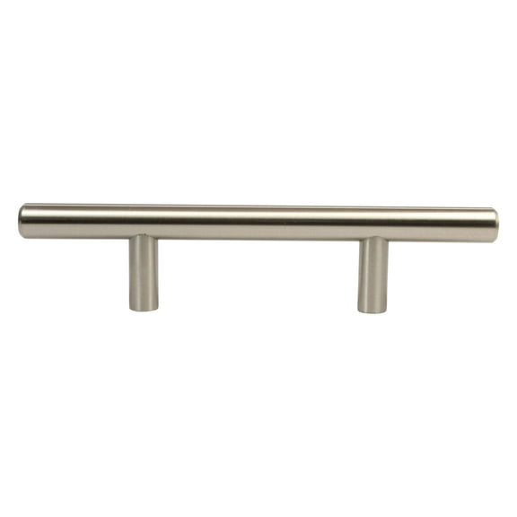 Rok Hardware Contemporary Euro Style Solid Metal Pull / Handle Brushed Nickel 3" (76mm) Hole Centers, 6-5/32" (156 mm) Overall Length