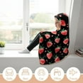 thumbnail image 5 of Hooded Blanket Strawberry Print Flannel Fleece Wearable Blanket, Super Soft Fuzzy Throw Poncho Blanket Cape, 5 of 6