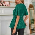 thumbnail image 6 of frariair Ladies Sparkle Detail Blouse Featuring Slimming Silhouette And Breathable Fabric For Night Out Elegance Green, 6 of 6