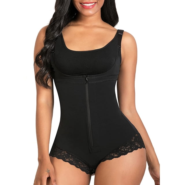 Fajas para mujer Control de barriga Fajas Colombianas Body Shaper Cremallera Busto abierto BodyNegroM