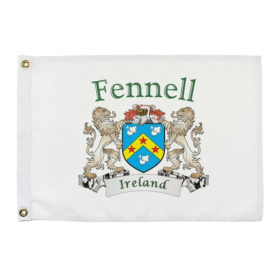Fennell Irish Coat of Arms Small White Flag - 16"x10.5" inches
