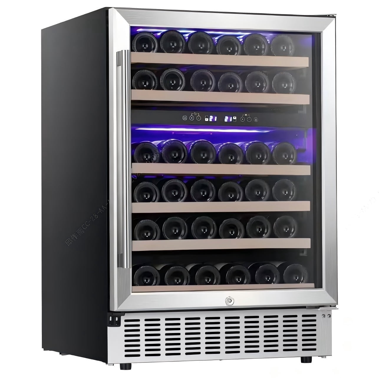 Auseo 24 inch Dual Zone Wine Cooler Refrigerator, 46 Bottle 156 Can Built-in Wine Fridge with Touch Control & Safety Lock，for Home or Office