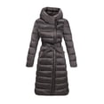 thumbnail image 3 of Giolshon Women's Puffer Jacket Lightweight Quilted Hooded Long Down Alternative Coat with Belt, 3 of 4