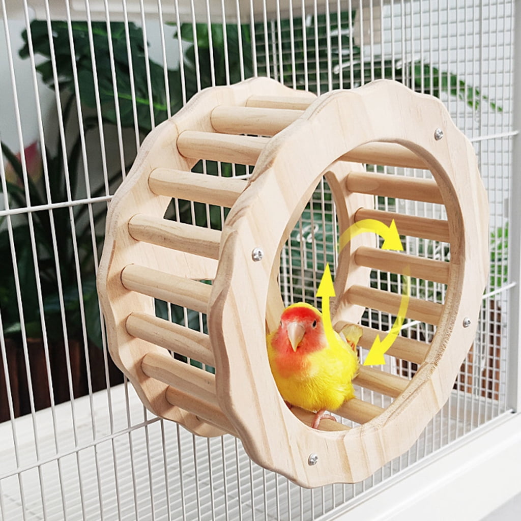 Birdcage Perch Rotating Wheel Toy Enriching Standing Wheel Pet Bird Supply