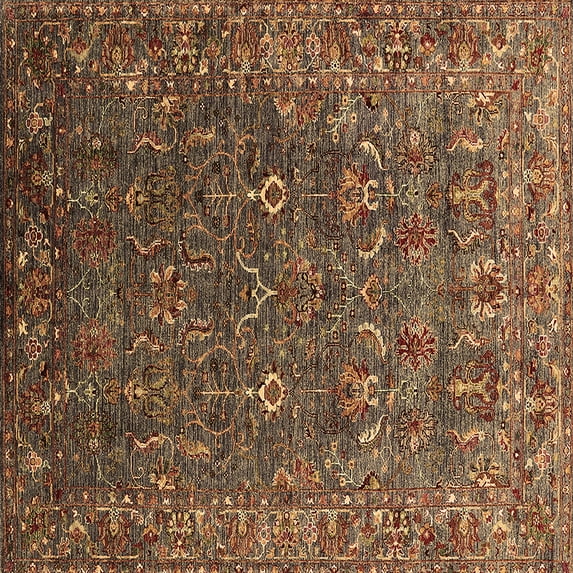 Ahgly Company Indoor Square Oriental Brown Traditional Area Rugs, 7' Square