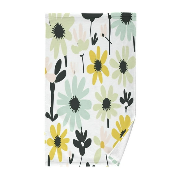 Yayeee 100% Cotton Hand Towels for Bathroom 16" x 28" Kitchen Towel, White Flower