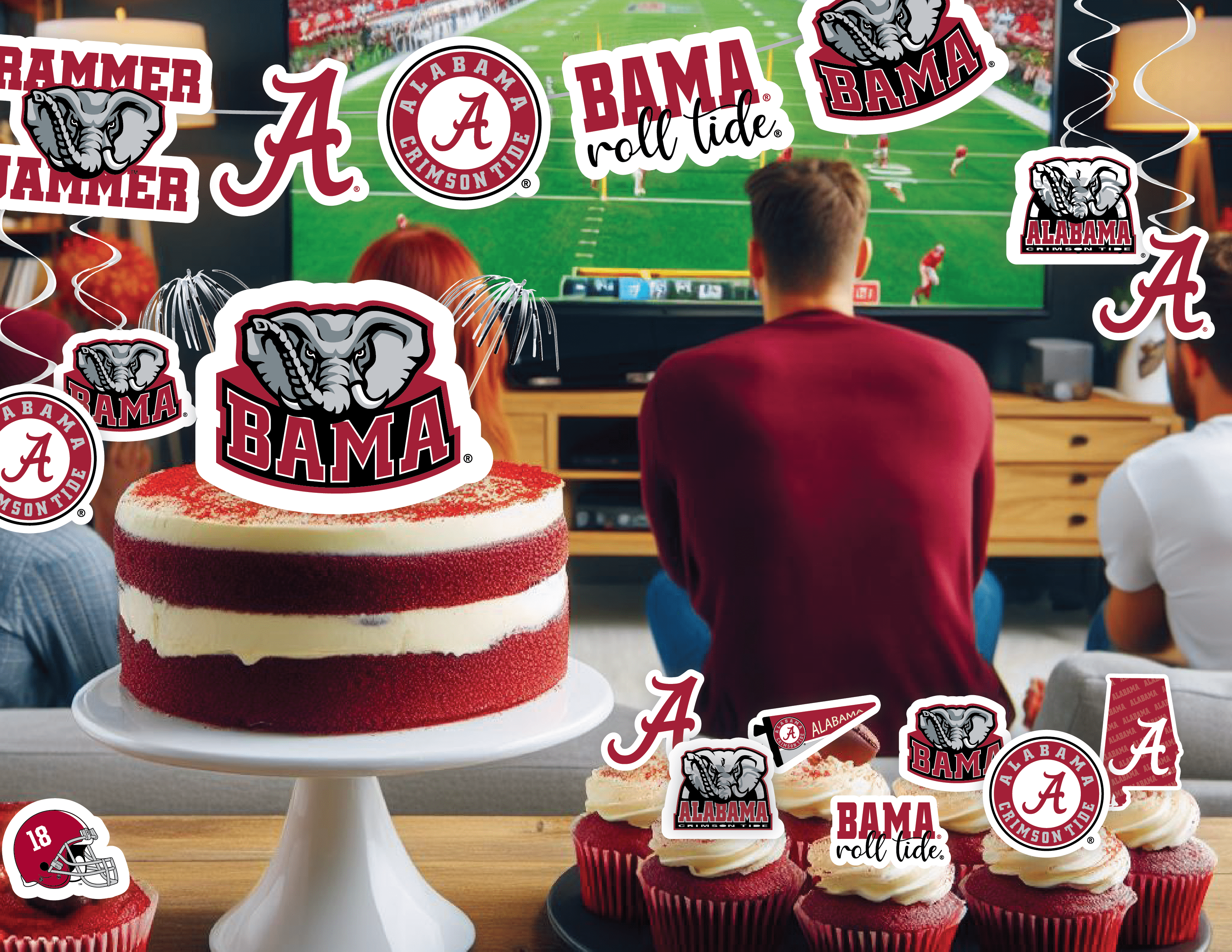 Havercamp Alabama Crimson Tide Party-Set Für 16 Personen – Inkl. 16 Teller & 16 Servietten, Offiziell Lizenziert