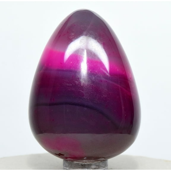 2.1" 110g Dyed Purple Pink Agate Egg Polished Banded Chalcedony Gemstone Crystal Mineral Specimen - India   Standd