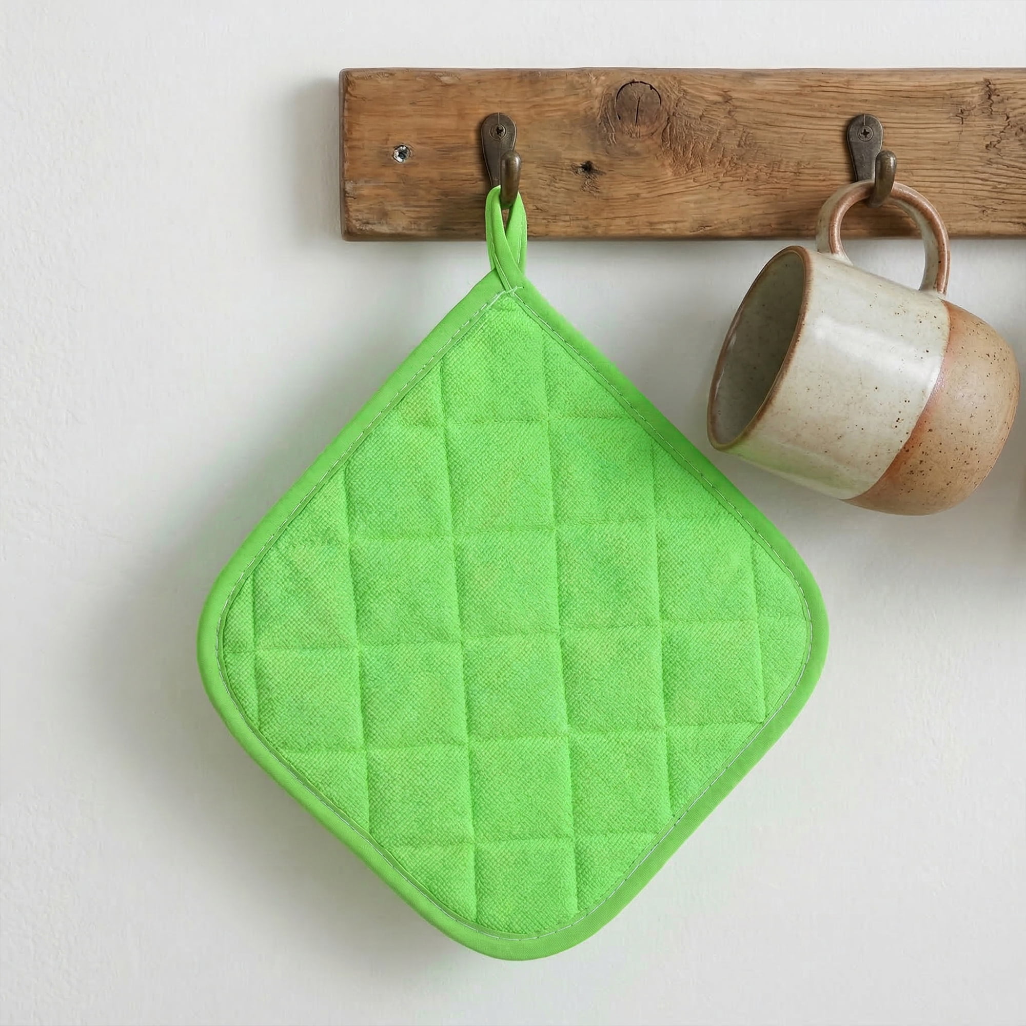 Unique Bargains Pot Holders Heat Resistant Non Slip Hot Pads for Cooking Green 6Pcs