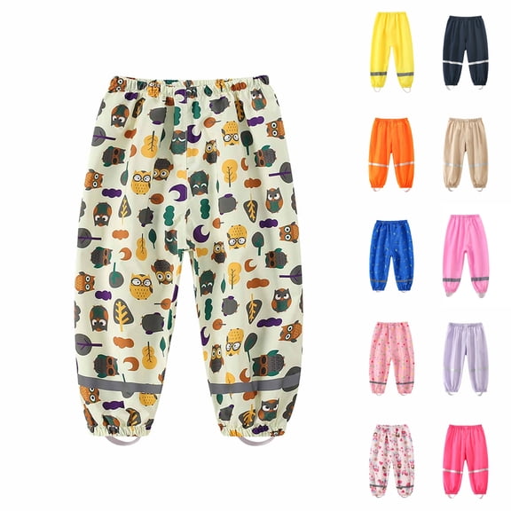 Asxite Toddler Solid Rain Pants Elastic Waist Breathable Loose Casual Summer 5-15 Y