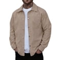 thumbnail image 3 of BRGZLK Men's Corduroy Jacket Fashion Comfy Solid Color Long Sleeve Turn Down Collar Button Cahual Overshirt with Pocket Khaki XL, 3 of 4