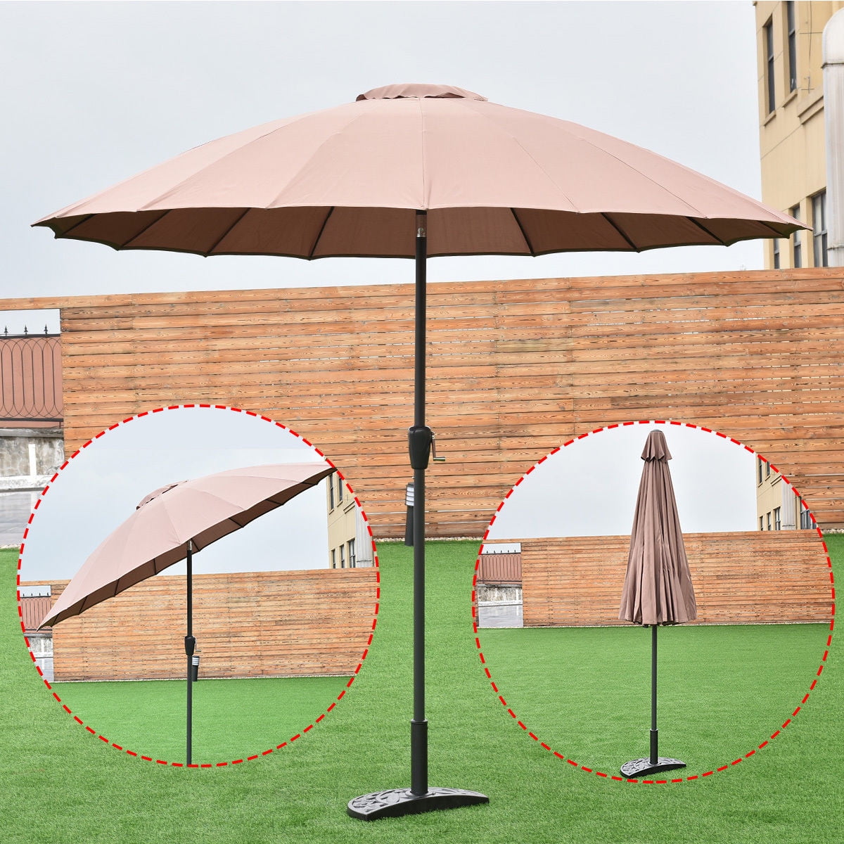 Costway Outdoor 9ft Patio Umbrella Sunshade Cover Market Garden Cafe Costway Outdoor 9ft Patio Umbrella Sunshade Cover Market Garden Cafe Crank Tilt Tan Com