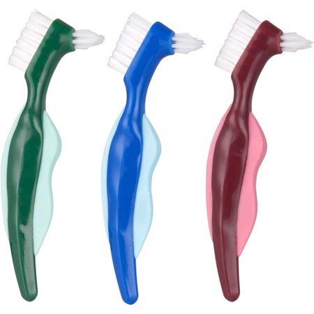3pcs Hard Denture Brush Denture Cleaning Brush False Teeth Toothbrush Double-Sided Hygiene Denture Cleaner for Denture Care