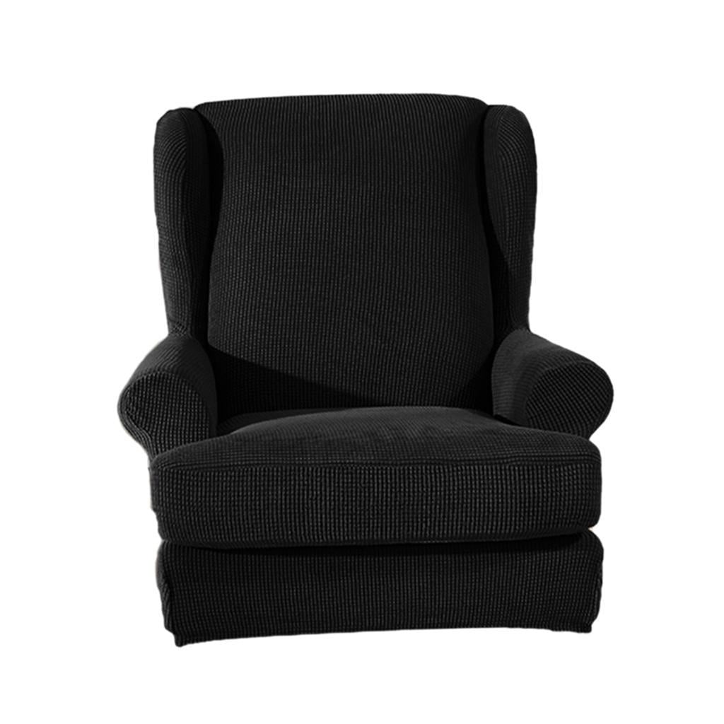 AMLESO Housses de Fauteuil à Oreilles avec Coussin de Siège Noir