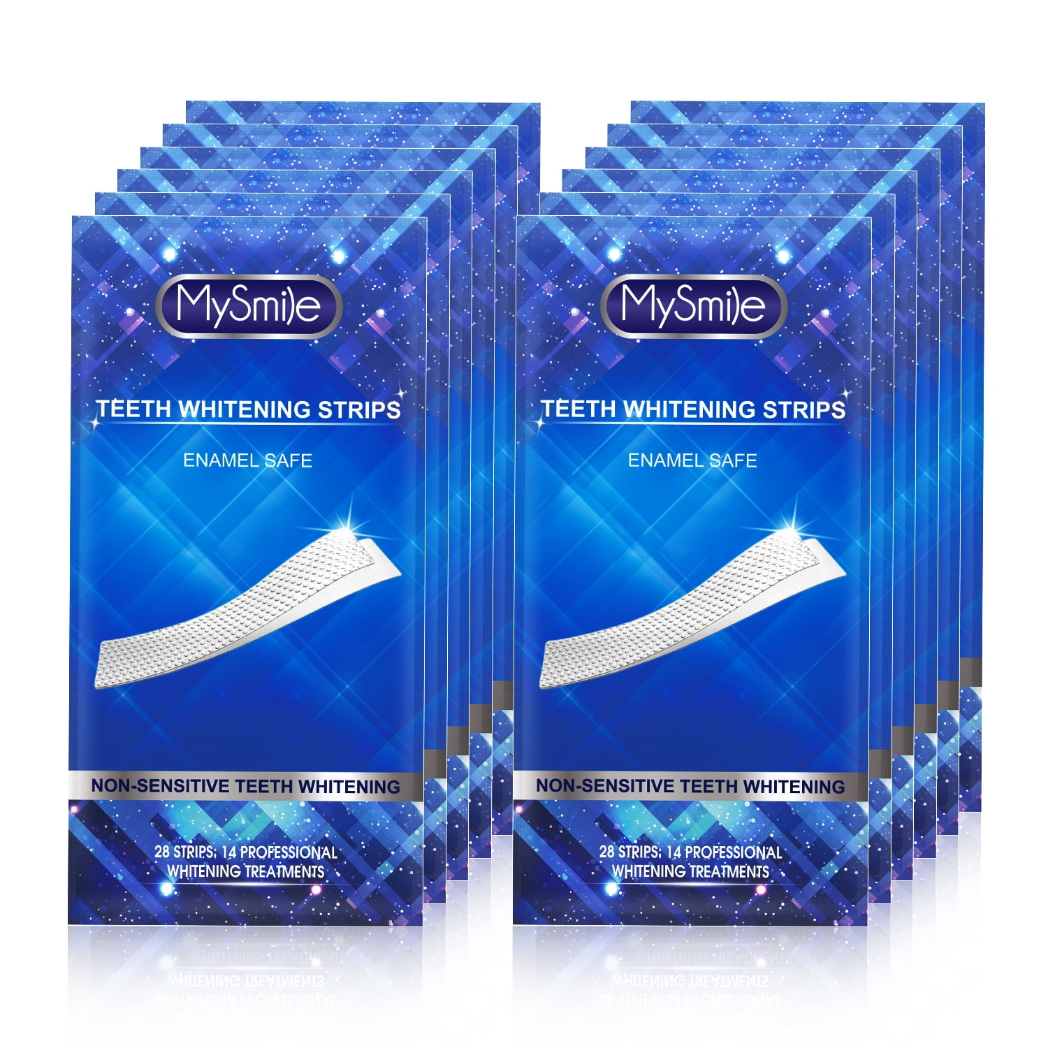 MySmile Teeth Whitening Strips Kit with 28-LED Light, 28pcs 8%HP White Strips Non-Sensitive Remove 20 Years of Stains