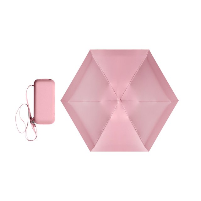 Mini Umbrella Compact Umbrella Lightweight Backpack Purse Umbrellas Durable with 6 Rib 6 Folding for Pink