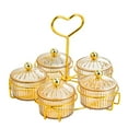 thumbnail image 2 of tamizeot Providing Clean Tidy Storage Options Glass Condiment Serving Tray Bar Container Condiment Dish Bowl Rack Serving Platter Brown 5 Bowls, 2 of 6