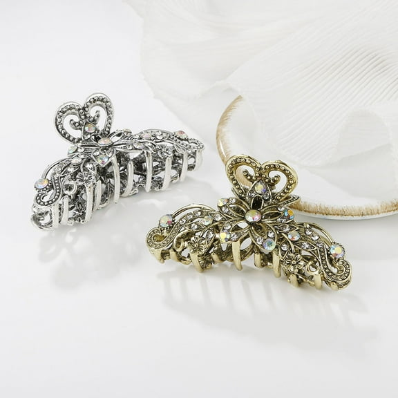 MEIBUTYUP 2Pcs Vintage Hair Claw Clip Alloy Claw Shape Hair Catch for Women with Thick Hair