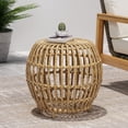 thumbnail image 3 of Patio Table, OTTAWA Side Table-Bohemian Faux Rattan Weave Accent Table for Indoor Outdoor Use, Handcrafted Round Side Table for Living Room, Patio, Garden,Light Brown Color, Outdoor Dining Table, 3 of 10