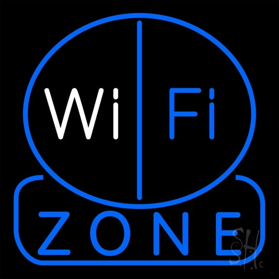 Wi Fi Zone LED Neon Sign 24 x 24 - inches, Clear Edge Cut Acrylic Backing, with Dimmer - Bright and Premium built indoor LED Neon Sign for Computer & Electronics store decor.