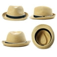 thumbnail image 3 of Comhats Unisex Straw Fedora Hat for Men Women,Packable Beach Hat Short Brim Trilby Hat UV Summer Hat Natural Medium, 3 of 5