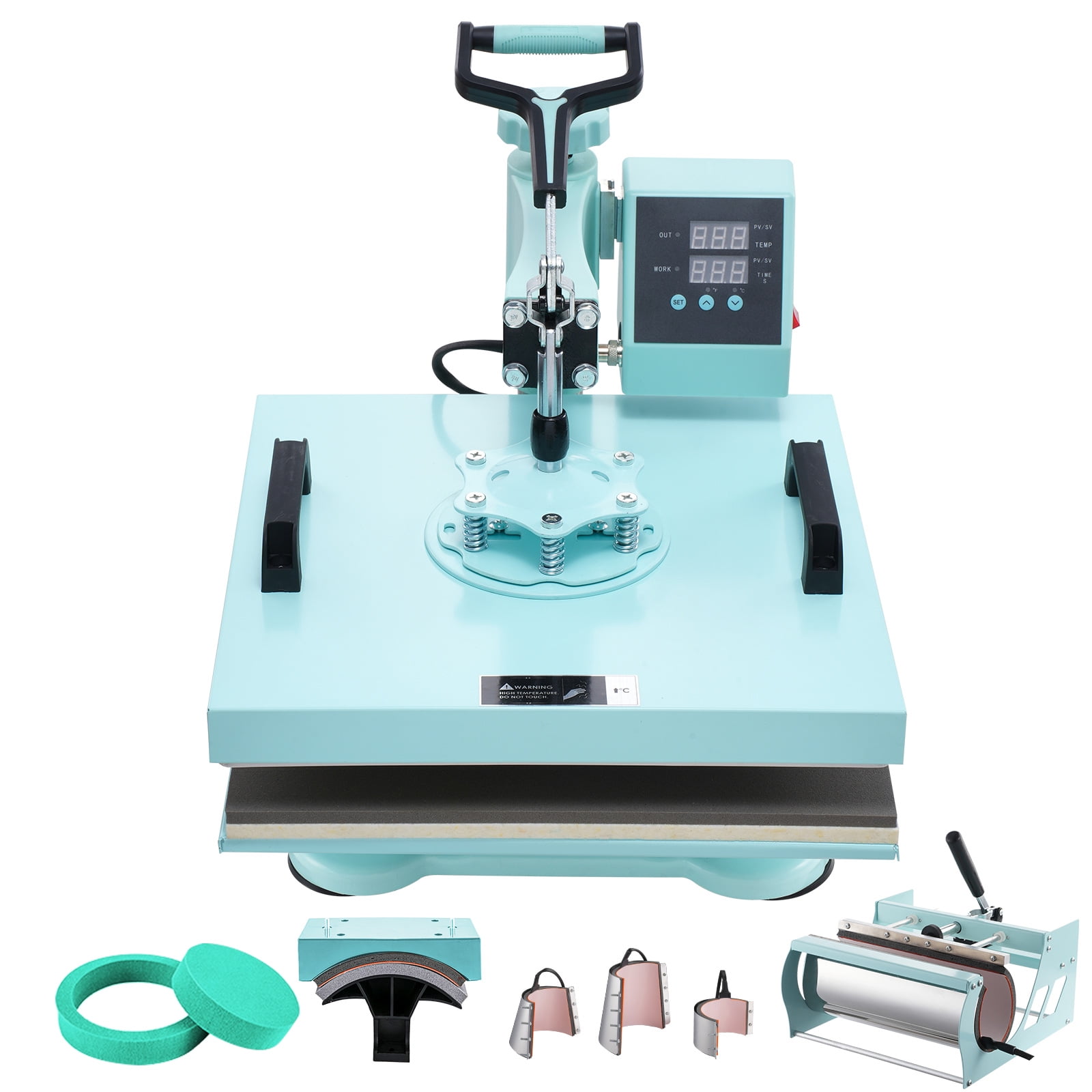 SKYSHALO Heat Press Device, 15x15 inch, Multifunctional 8 in 1 Heat Application Machine, Includes 6-30 oz Cup Press, 360° Rotating T-Shirt Application, Accurate Digital Settings, Suitable for T-Shirts