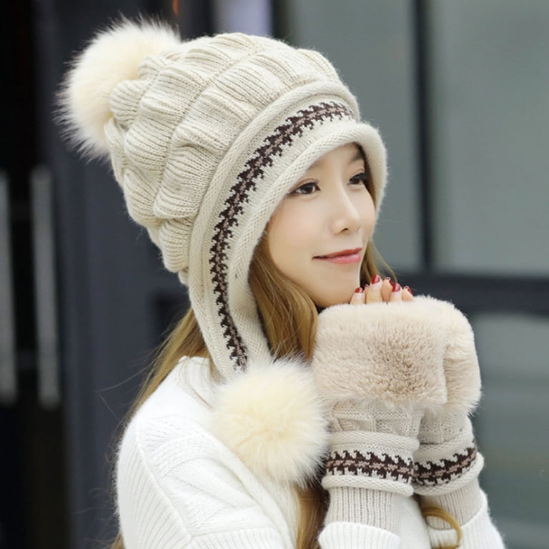 Winter Hats for Women Fleece Lined Beanie Knit Chunky Womens  display picture 3
