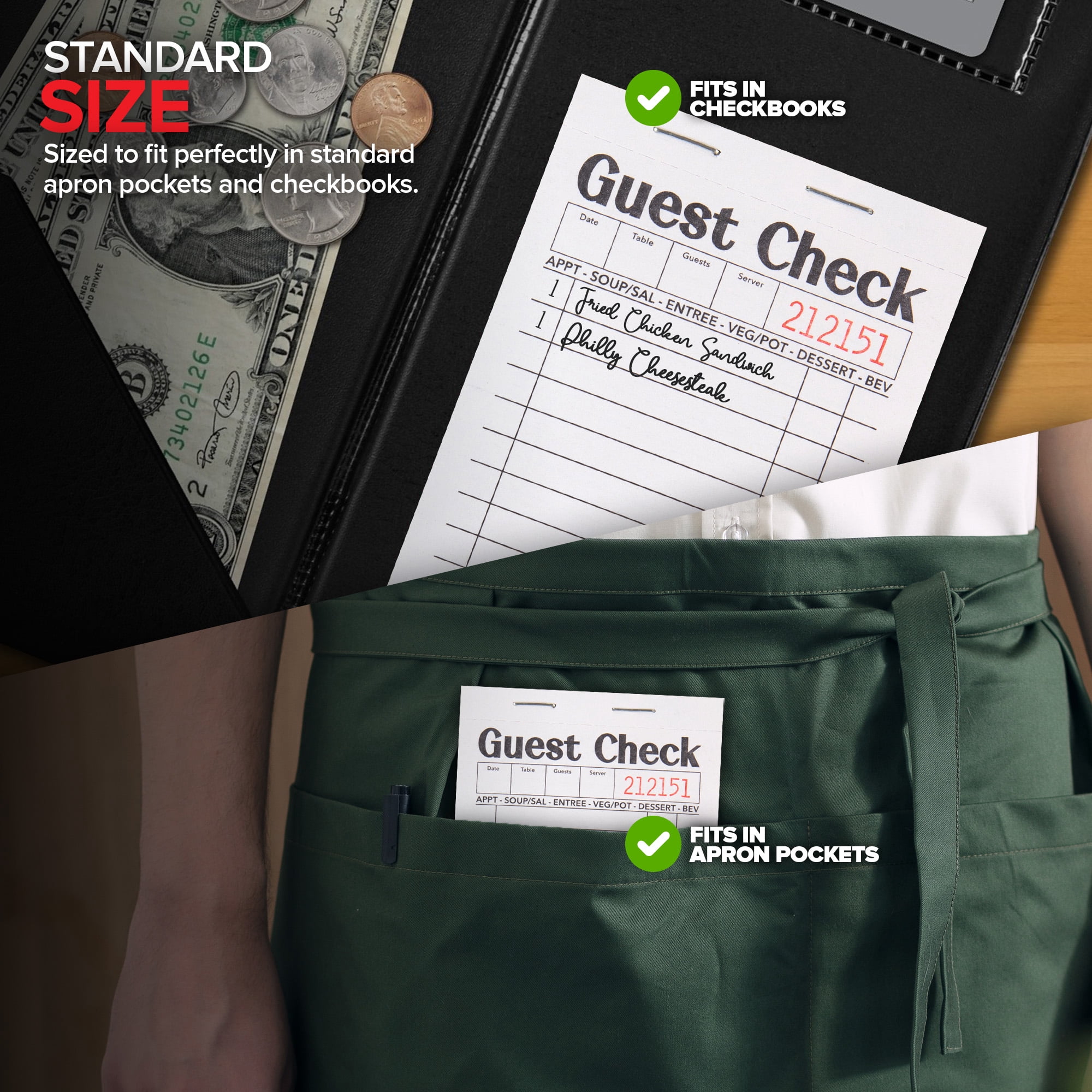 Stock Your Home Black and White Guest Check Books for Servers, 160 Pack – Server Note Pads, Waiter Checkbooks, Food Receipt Books, Restaurant Order Pads, Paper Checks, 1000 Tickets