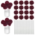 thumbnail image 1 of Uxcell Flores de Bola de Crisantemo Artificial, Ramos de Seda de Hortensia Falsos para el Hogar/Boda Rojo Vino 30 Pack, 1 of 7