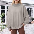thumbnail image 2 of NOLDARES Womens Oversized Sweatshirts Mock Neck Pullover Long Sleeve Tops Fall Fashion Outfits Clothes,Khaki,L, 2 of 4