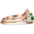 thumbnail image 5 of Two Piece Round Vintage Style Ring Green Emerald Cubic Zirconia Rose Tone 925 Sterling Silver, Size 5, 5 of 7
