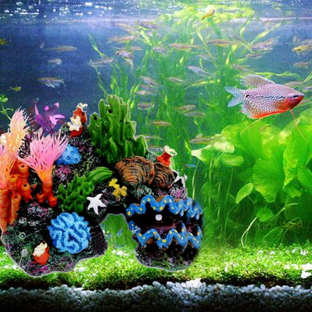 14cm Resin Sucker Mount Coral Reef Fish Tank Cave Decoration Aquarium Ornament