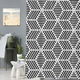 thumbnail image 2 of Geometric Decor Shower Curtain, Blackstriped Rhombus Diamond Geometry Bathroom Decor Polyester Fiber Plastic Rings Quick-Drying Waterproof for Bathtubs/Bathroom 72"W x 96"L (Pack of 1), 2 of 6