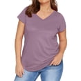 thumbnail image 5 of JYLFC Womens V Neck T-Shirts Short Sleeve Tops Casual Basic Shirts,Purple L, 5 of 6