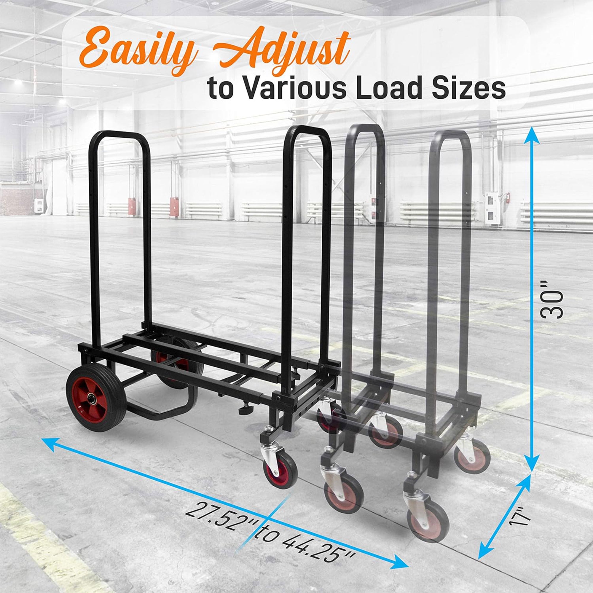 Pyle Compact Adjustable Folding Hand Truck Dolly Platform Multi Cart, Black