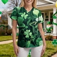 thumbnail image 5 of felwors St Patricks Day Shirt Women Shamrocks Printed V Neck Short Sleeve Nursing Uniform Scrubs Shirts with Pockets (Light Green, XL), 5 of 6