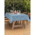 thumbnail image 3 of Outdoor Tablecloth with Umbrella Hole for Patio/Picnic/Party/Camping, Haze Blue Plaid Waterproof Table Cloth Rectangle Table Cover Washable, Farmhouse Modern Abstract Striped (60"x 120"), 3 of 8