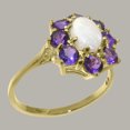thumbnail image 3 of LBG British Made 10k Yellow Gold Natural Opal & Amethyst Womens Statement Ring - 33 size options - Size 5, 3 of 5