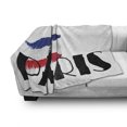 thumbnail image 3 of Hipster Soft Flannel Fleece Throw Blanket, Paris Typography with Eiffel Tower and France Flag Tone Europe Image, Cozy Plush for Indoor and Outdoor Use, 60" x 80", Black Navy Blue Red, by Ambesonne, 3 of 6