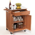 thumbnail image 4 of Costway Chariot de Cuisine en Bois Îlot de Rangement Roulant Supérieur en Acier Inoxydable, 4 of 10