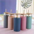 thumbnail image 5 of 20oz Single Wall Glass Tumbler with Straw 23oz glass bottle with bamboo lid and straw Silicone Protective Sleeve, 5 of 7