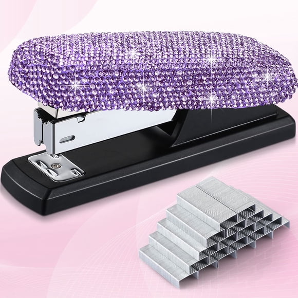 Grapadora Yexiya Bling Crystal, color morado, 11,5 x 3 cm, elegante