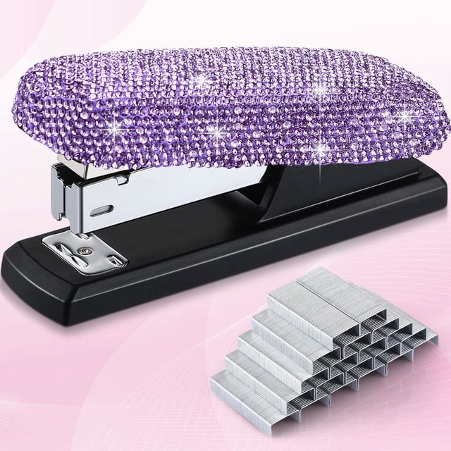 Grapadora Yexiya Bling Crystal, color morado, 11,5 x 3 cm, elegante