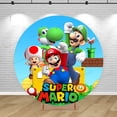 thumbnail image 3 of Fondo de fiesta de Super Mario Bros con cubiertas redondas, fondo de cumpleaños para niños, decoración para baby shower, pedestal, pancarta, accesorios, póster, 3 of 4