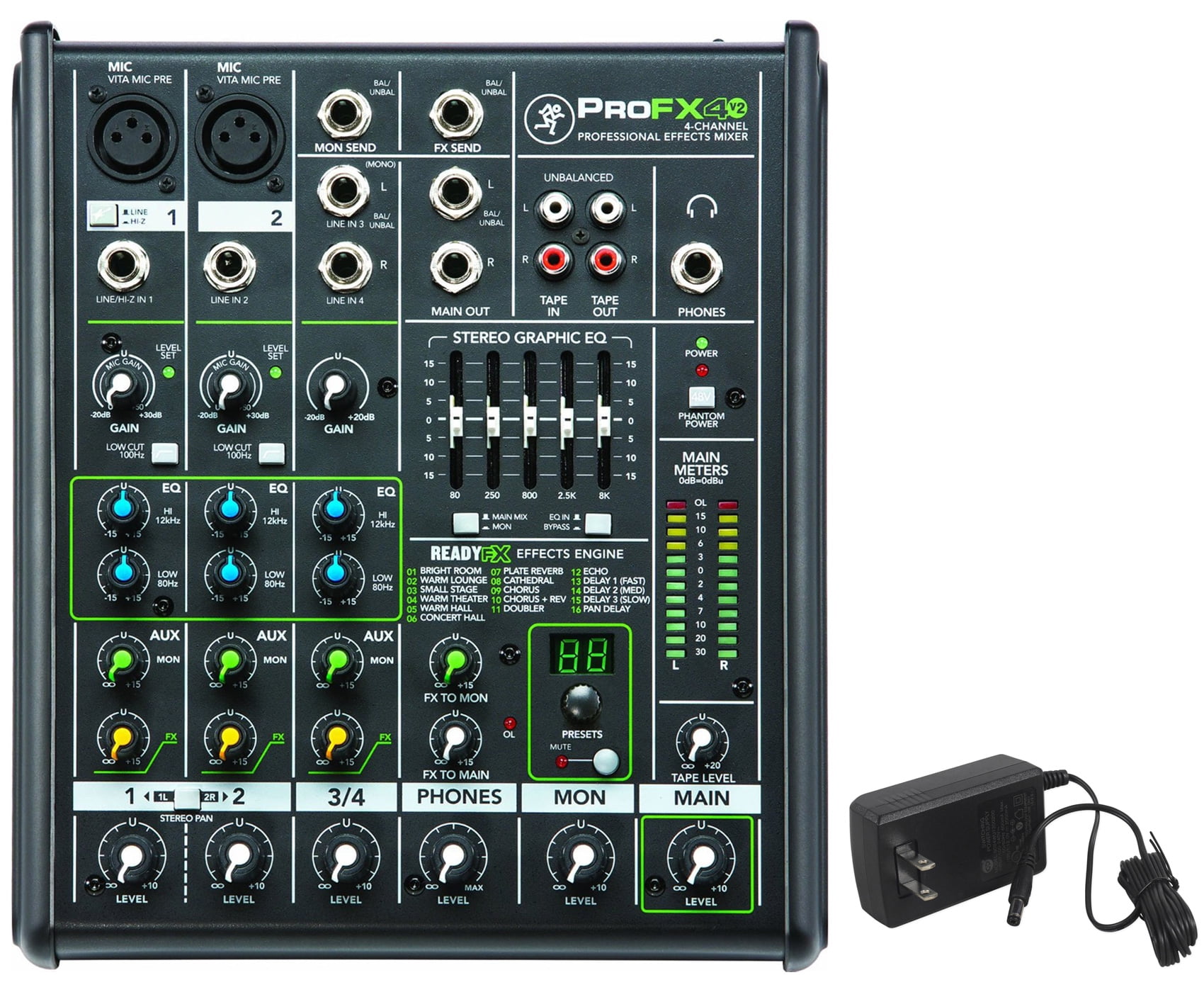 Mackie Profx4v2 Pro 4 Channel Compact Mixer W Effects Profx4 V2