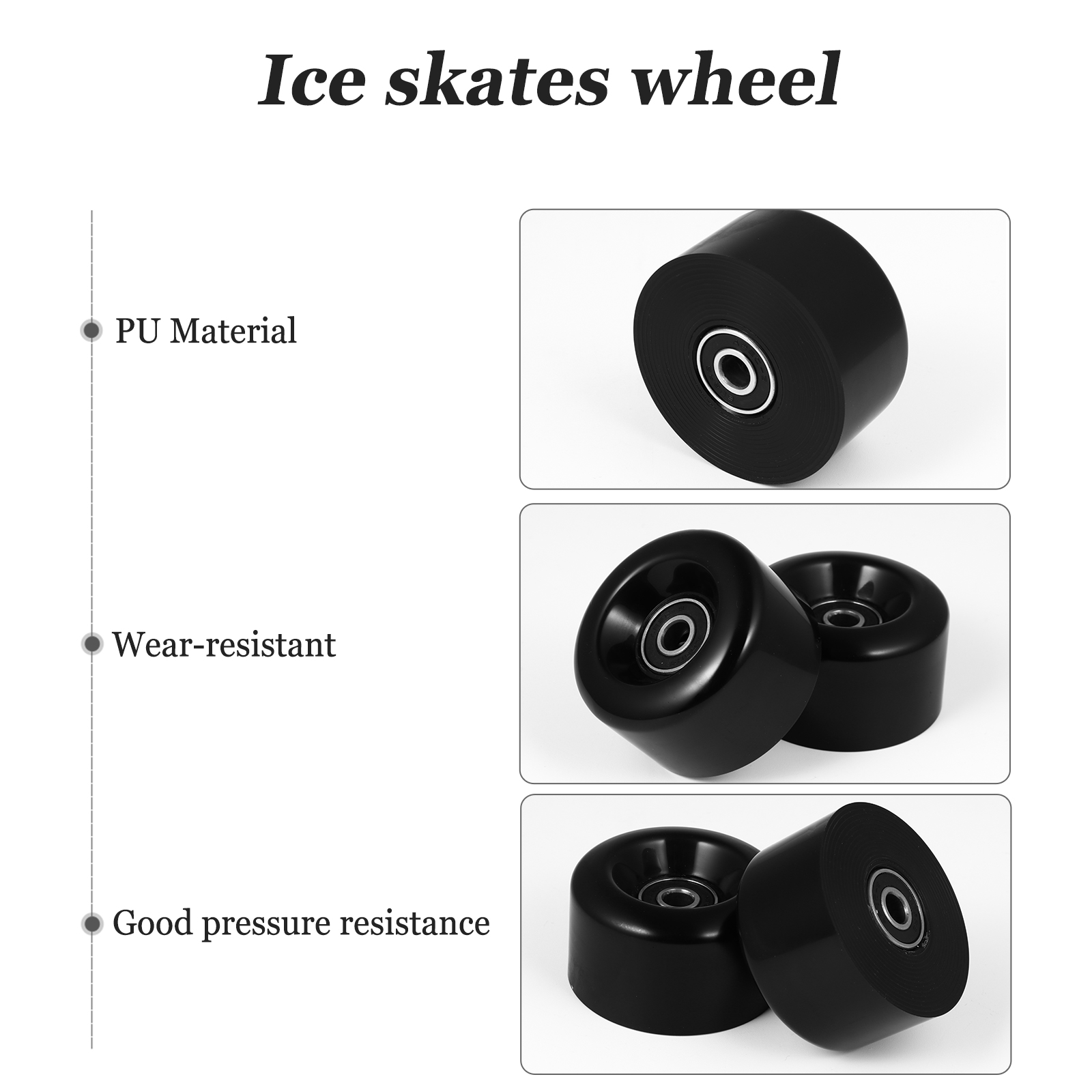 Worgeous  4 Pcs Roller Skate Wheels Skating Shoes Skates Accessories Kids Black