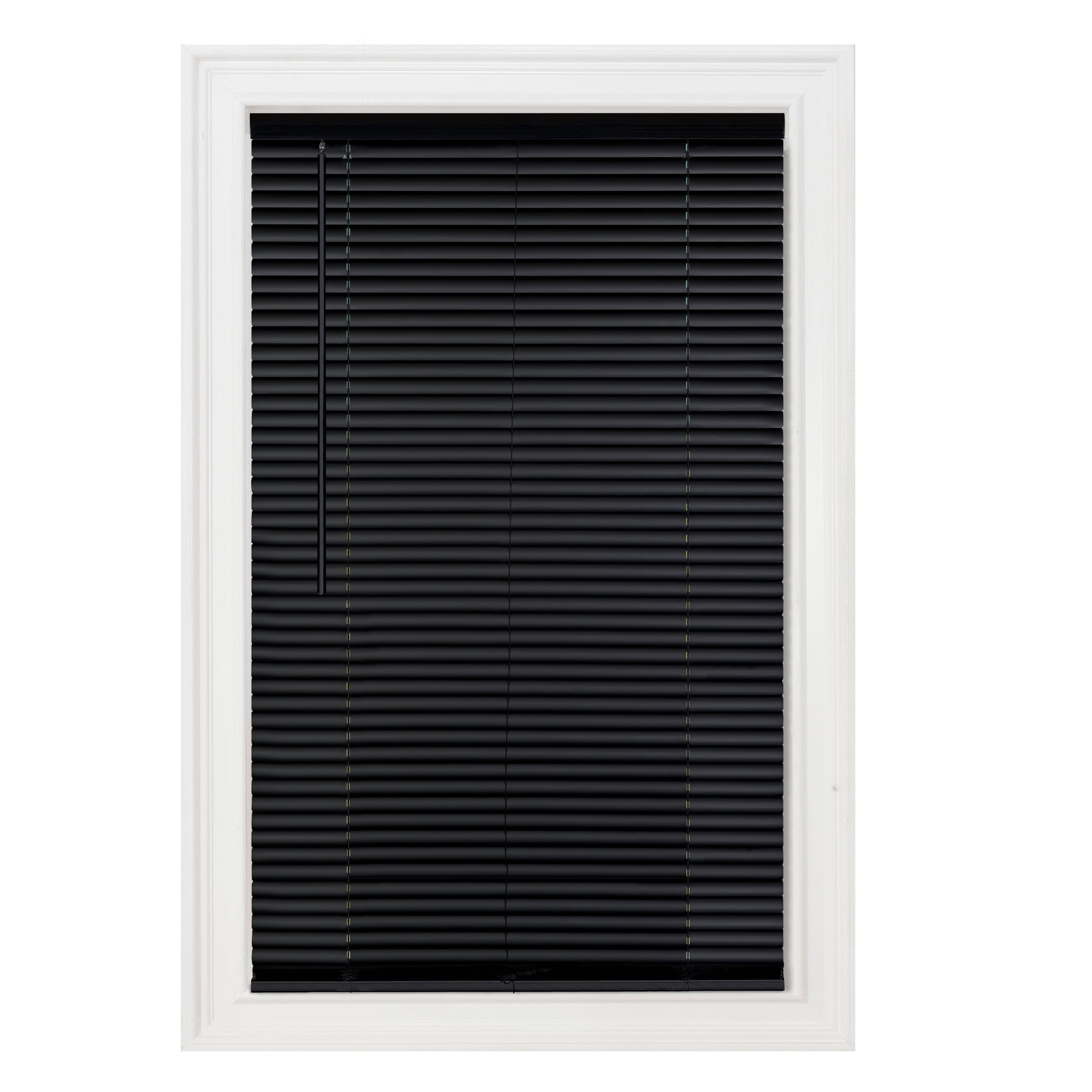 Achim 1" Cordless Vinyl Horizontal Window Blinds, Black, 23" x 64"