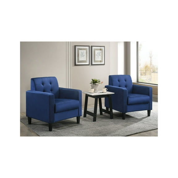 Hale Blue Velvet Armchairs and End Table Living Room Set