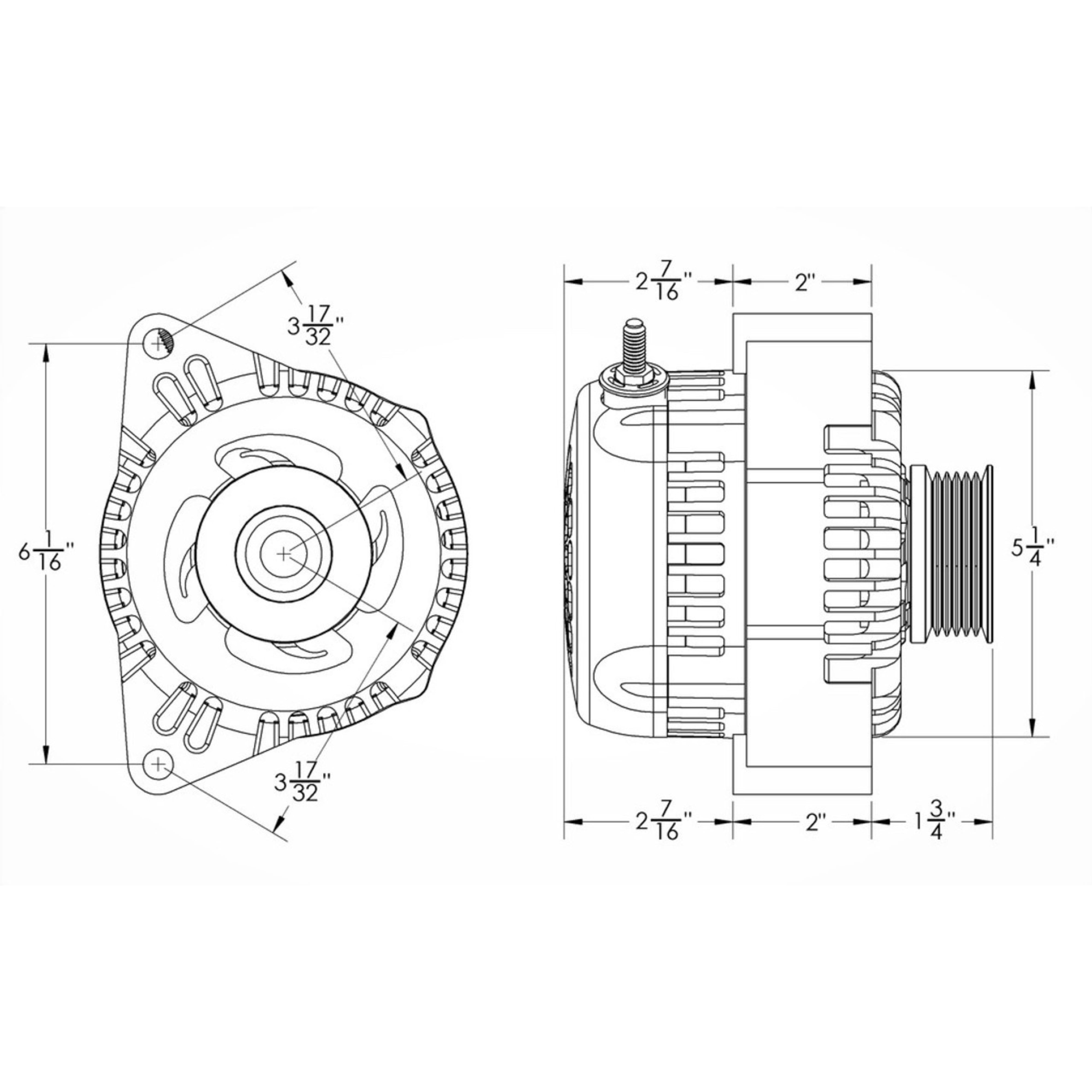 S Series Billet 240 AMP Racing Alternator For C6 Corvette - Black Anodized